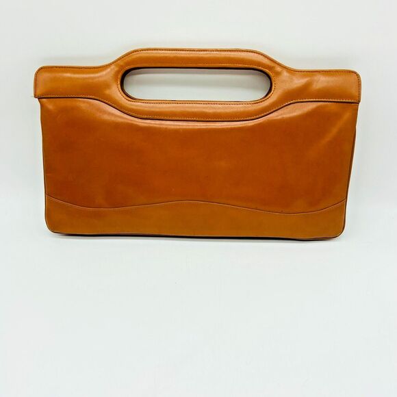 Eberle Vintage Brown Clutch Envelope Bag Purse three pockets 1970's Brazil 14X7 - Picture 3 of 11